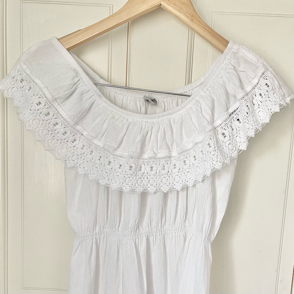 Blanco by Nature 100% Peruvian Cotton Taylor Sun Dress Medium White Beach Boho - Picture 4 of 11
